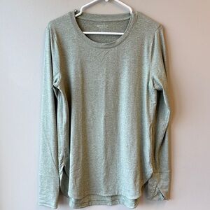 Athleta medium Sage Green Crew Neck Top long sleeve tee